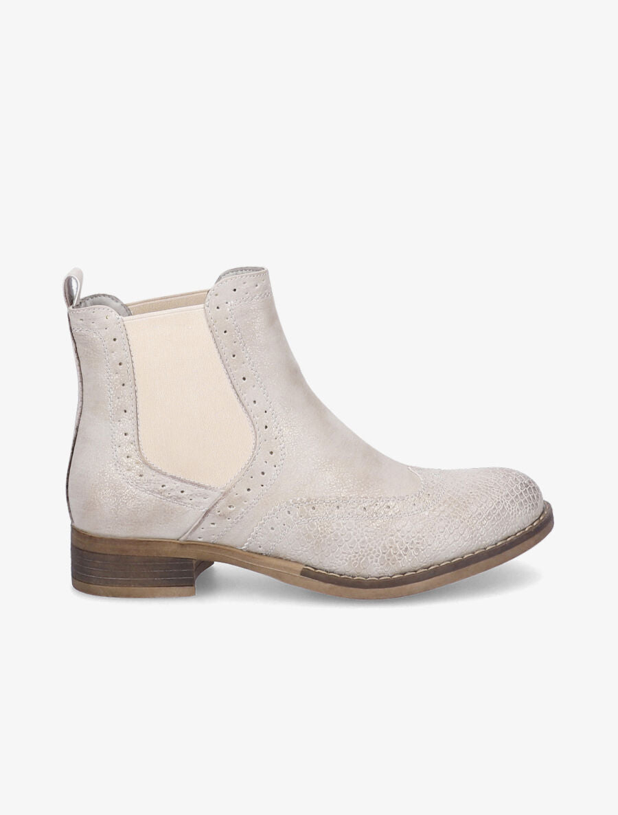 Chelsea boots à bouts effet python - Beige - 1