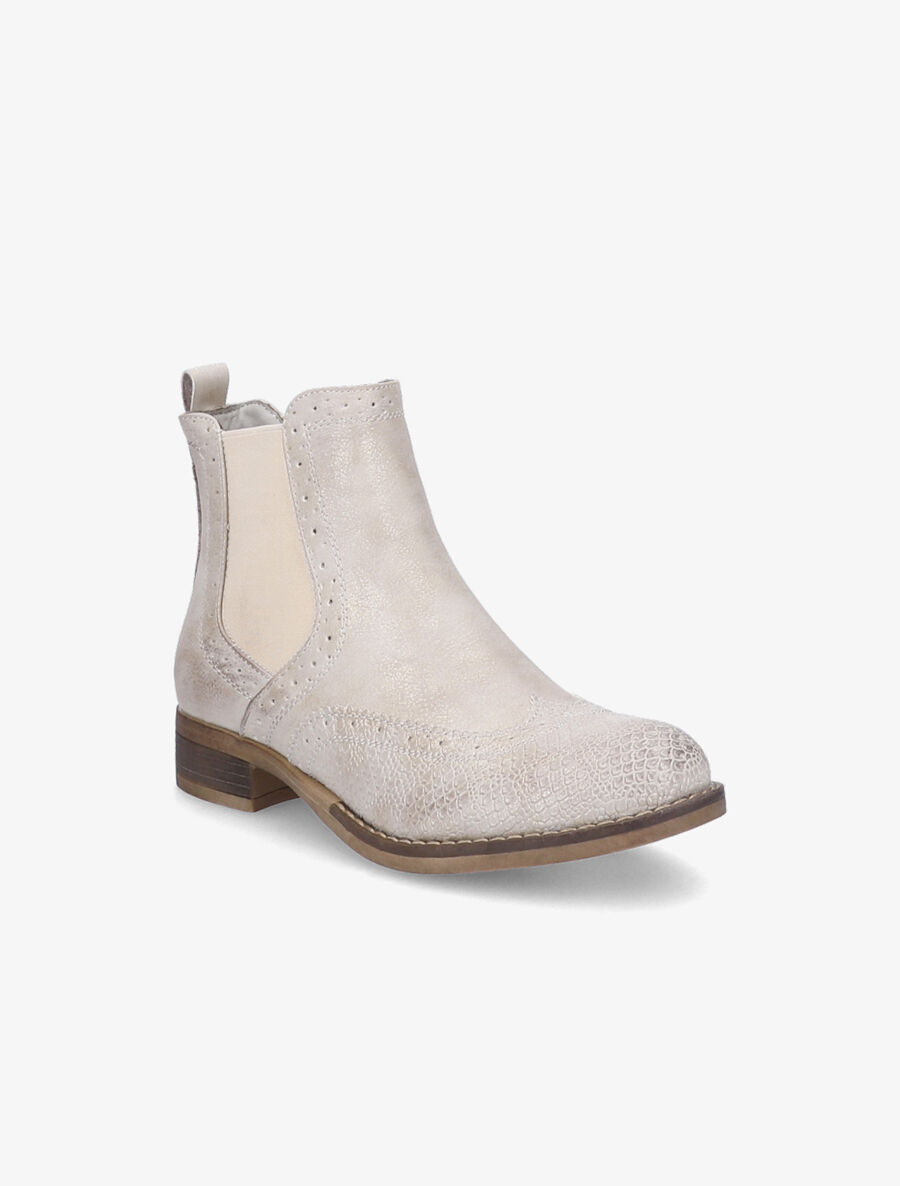 Chelsea boots à bouts effet python - Beige - 2