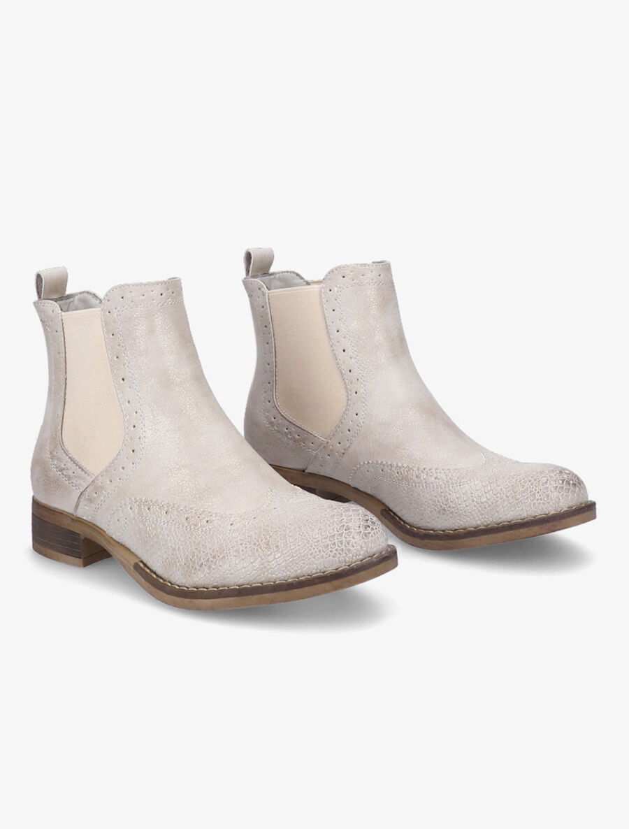 Chelsea boots à bouts effet python - Beige - 4