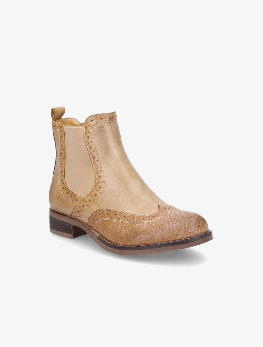 Chelsea boots à bouts effet python - Moutarde - 2