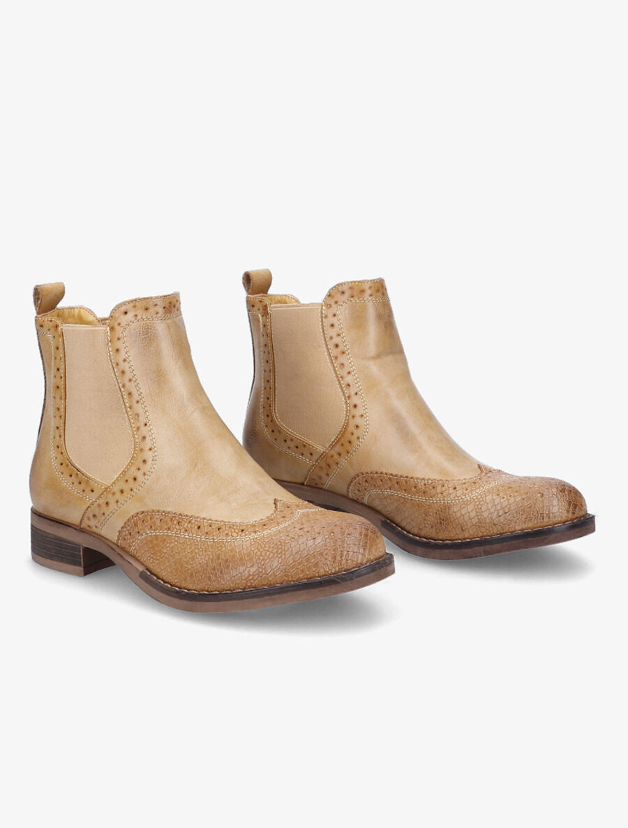 Chelsea boots à bouts effet python - Moutarde - 4