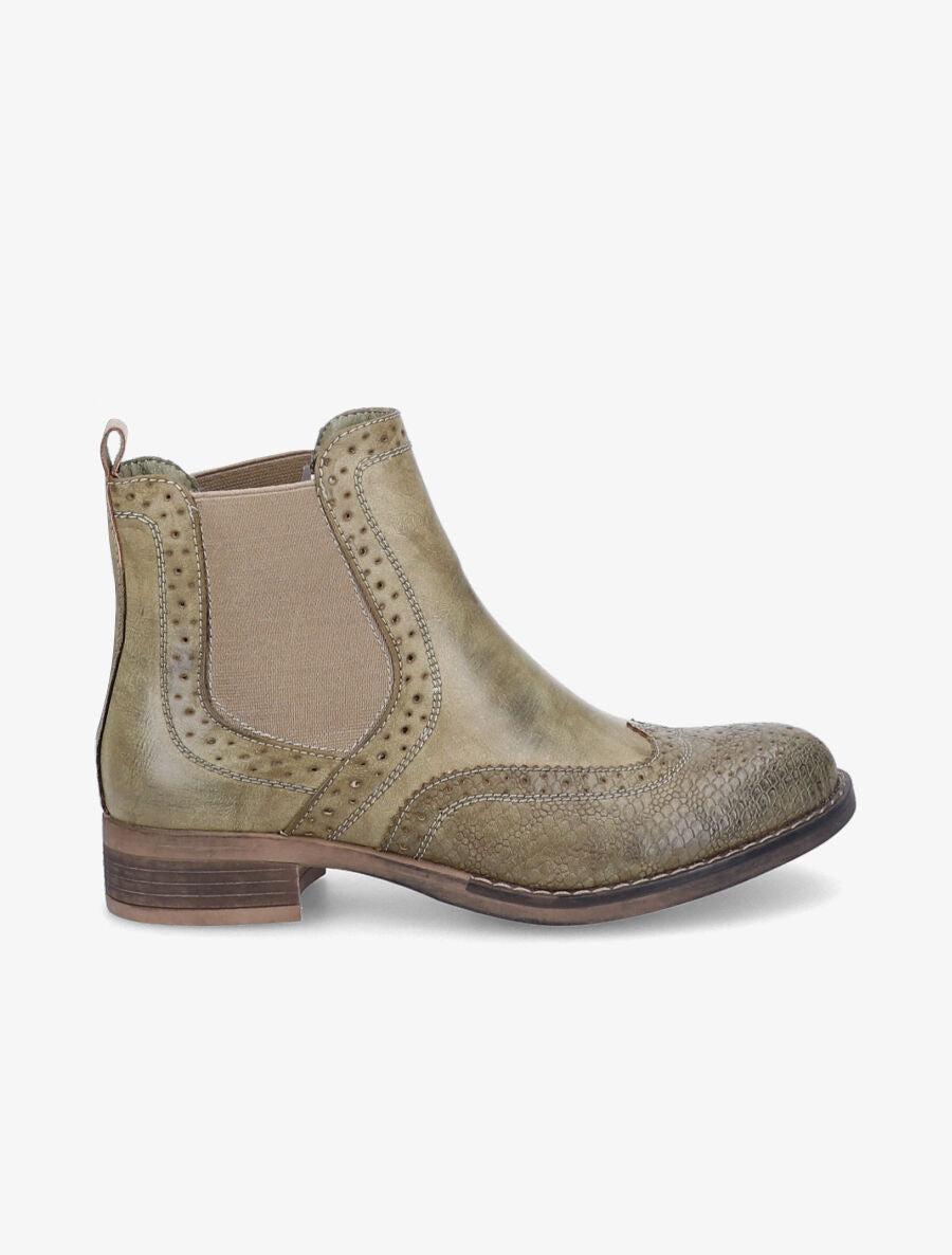 Chelsea boots à bouts effet python - Kaki - 1