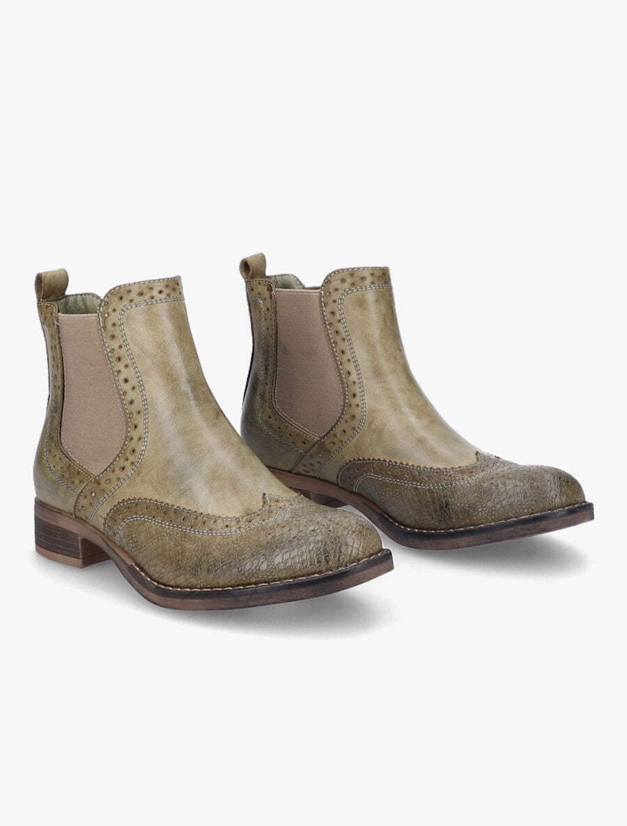 Chelsea boots à bouts effet python - Kaki - 4