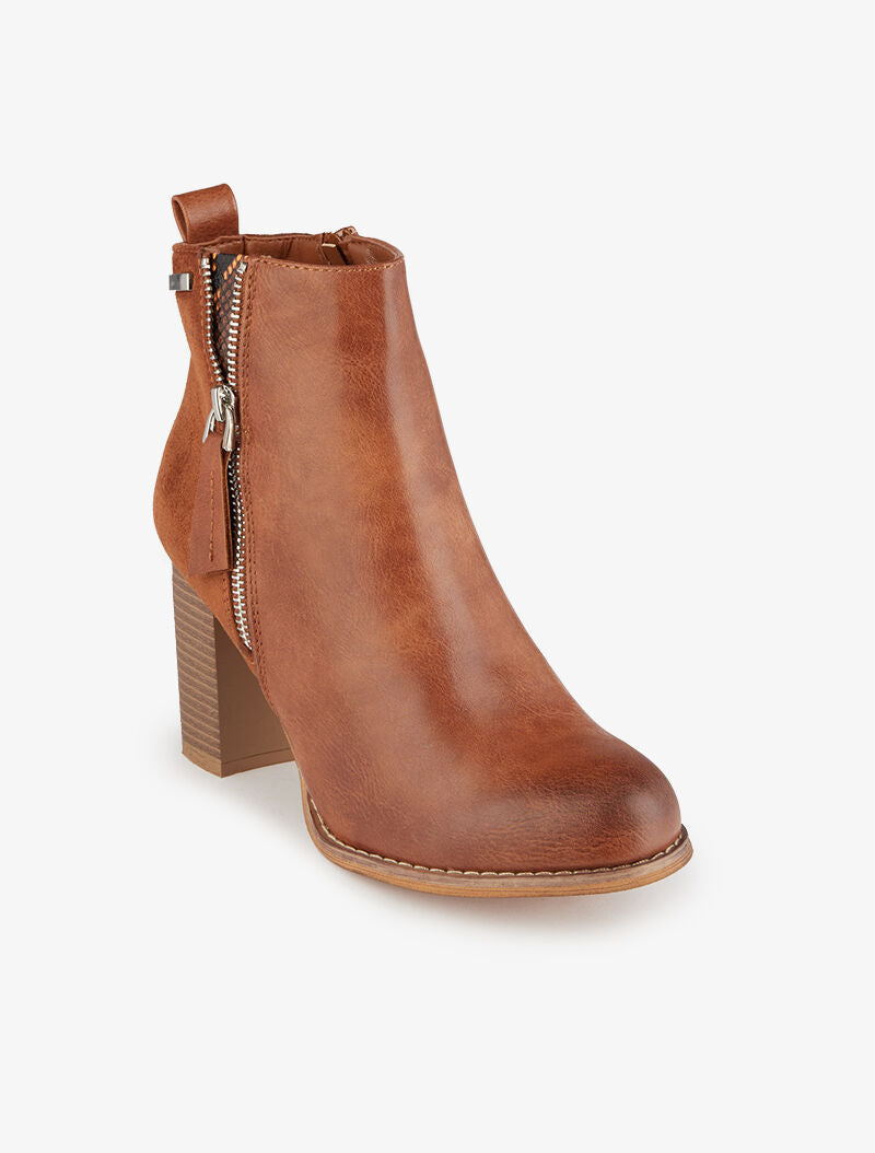 Bottines montantes à détail python - Camel - 3