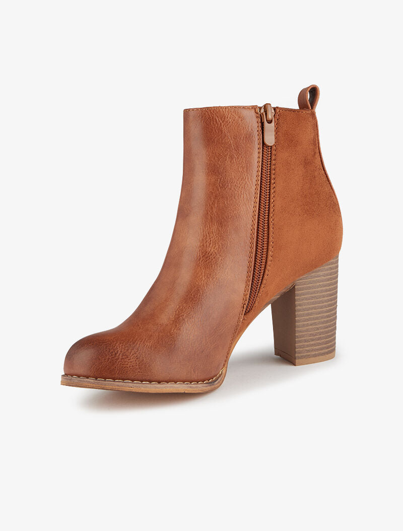Bottines montantes à détail python - Camel - 4