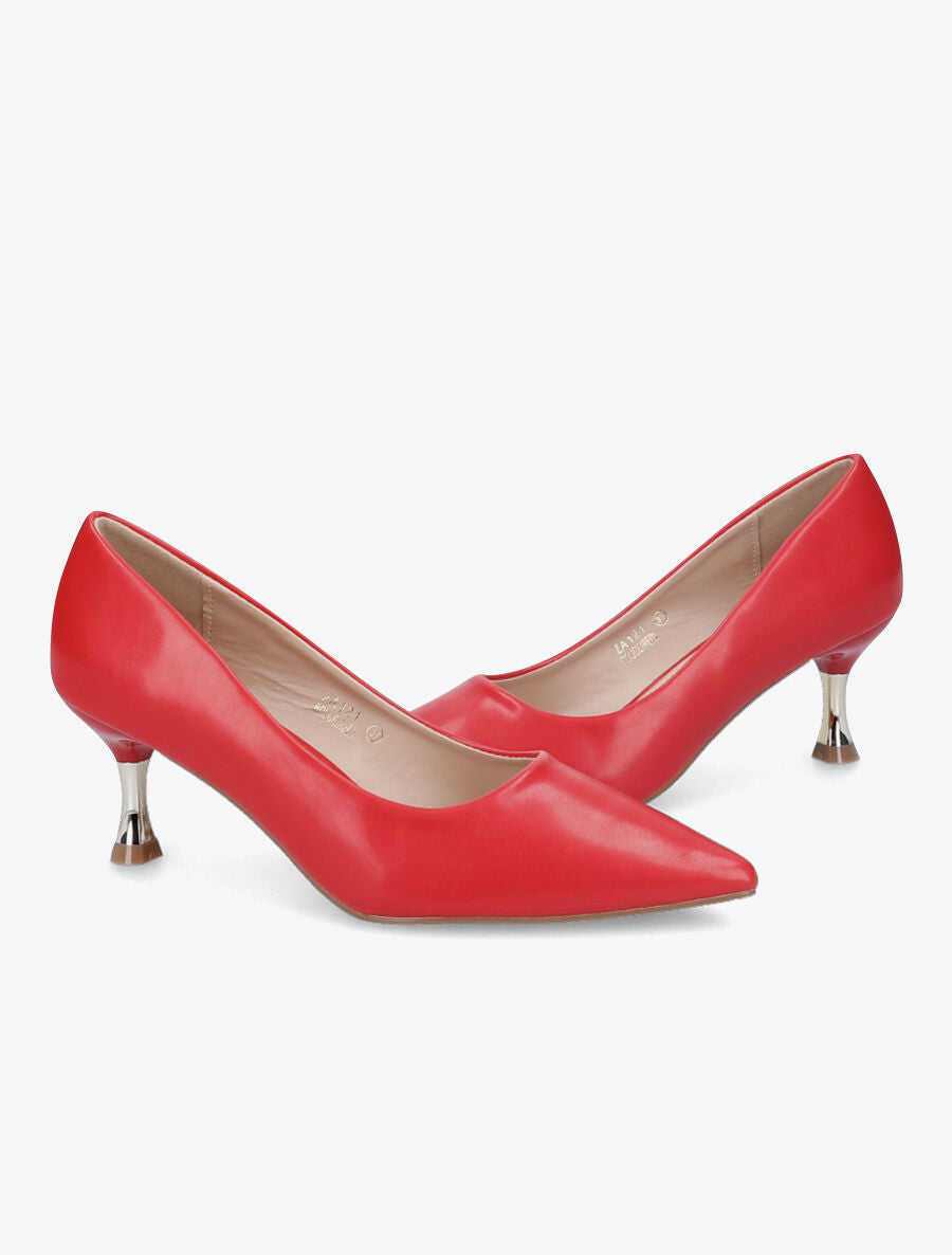 Escarpins à talons bobines métallisés - Rouge - 4