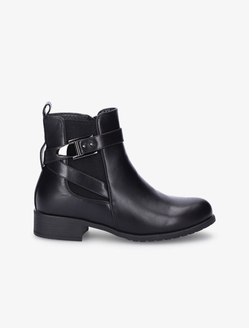 Bottines à bride et boucle stylisée - Noir - 2