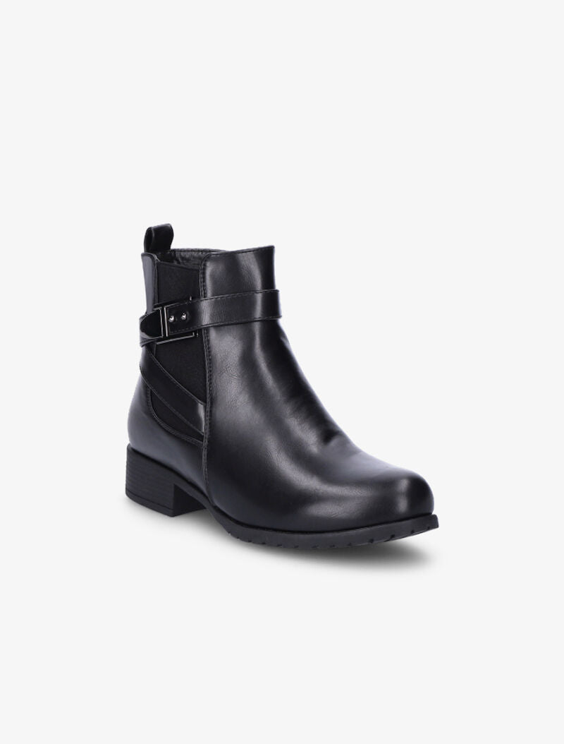 Bottines à bride et boucle stylisée - Noir - 3