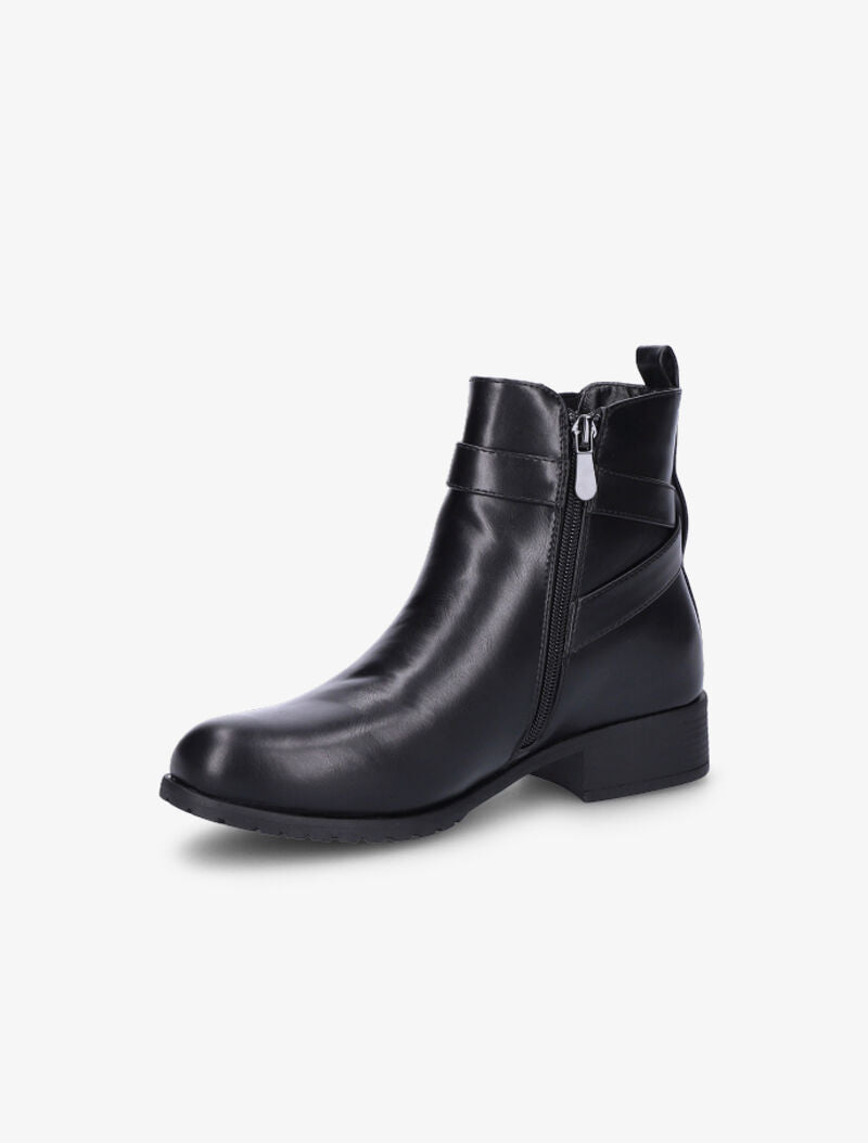 Bottines à bride et boucle stylisée - Noir - 4