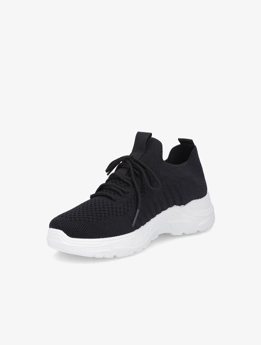 Sneakers à lacets en mesh - Noir/blanc - 3