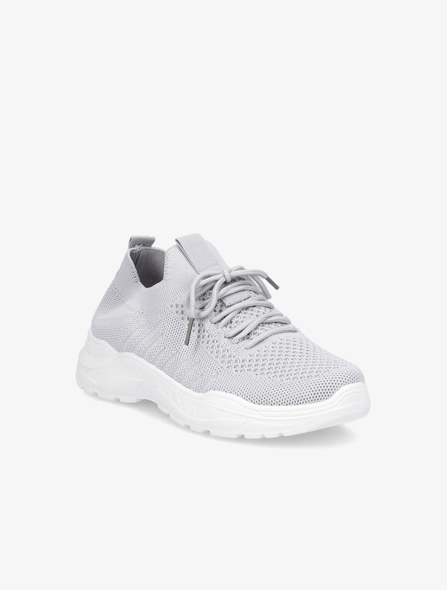 Sneakers à lacets en mesh - Gris clair - 2