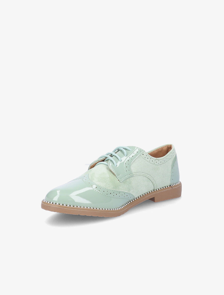 Derbies bimatière à bords cloutés - Vert amande - 3