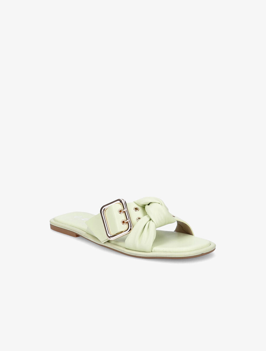 Mules à boucles métalliques et noeud - Vert - 2