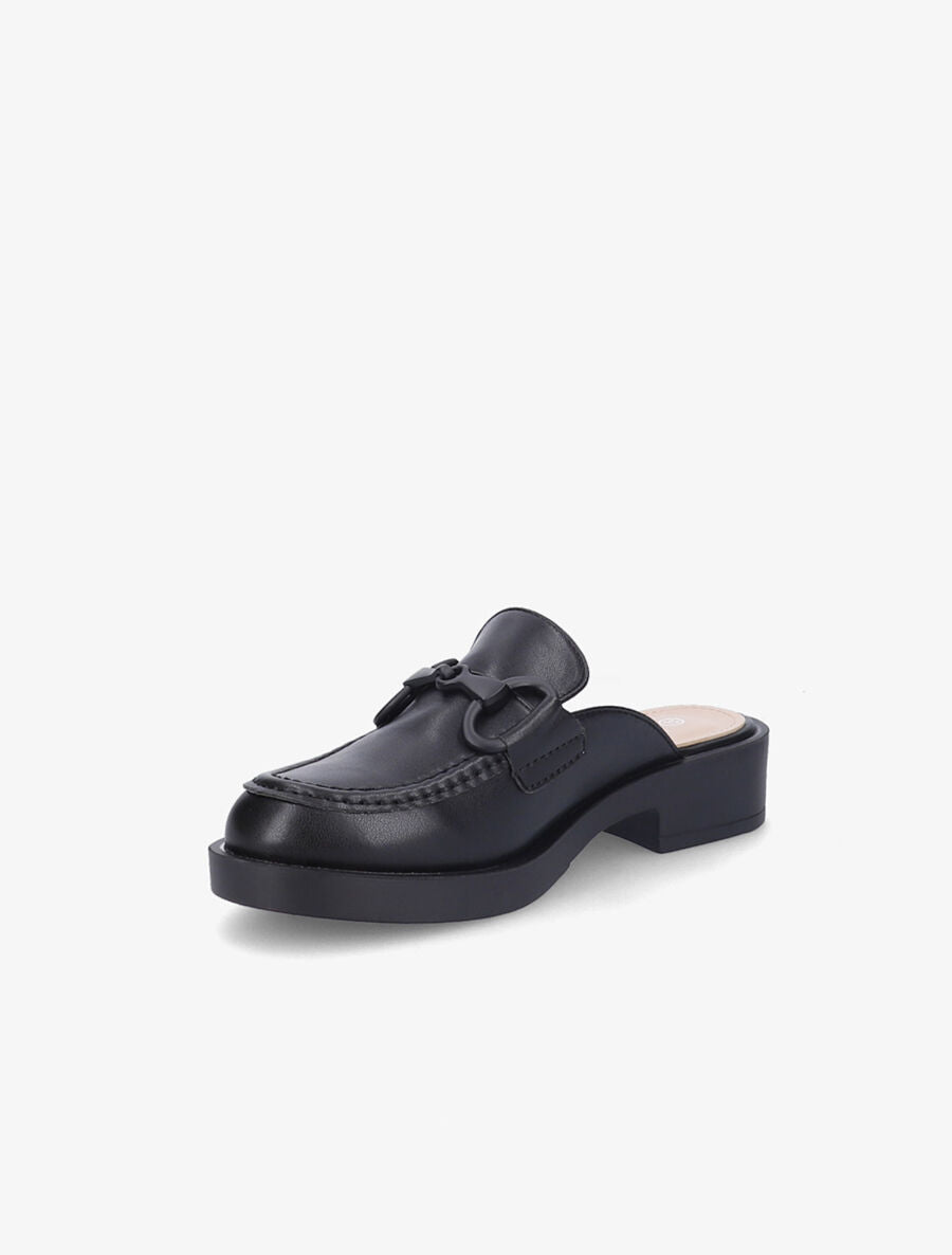 Mules monochrome style mocassin à boucle - Noir - 3