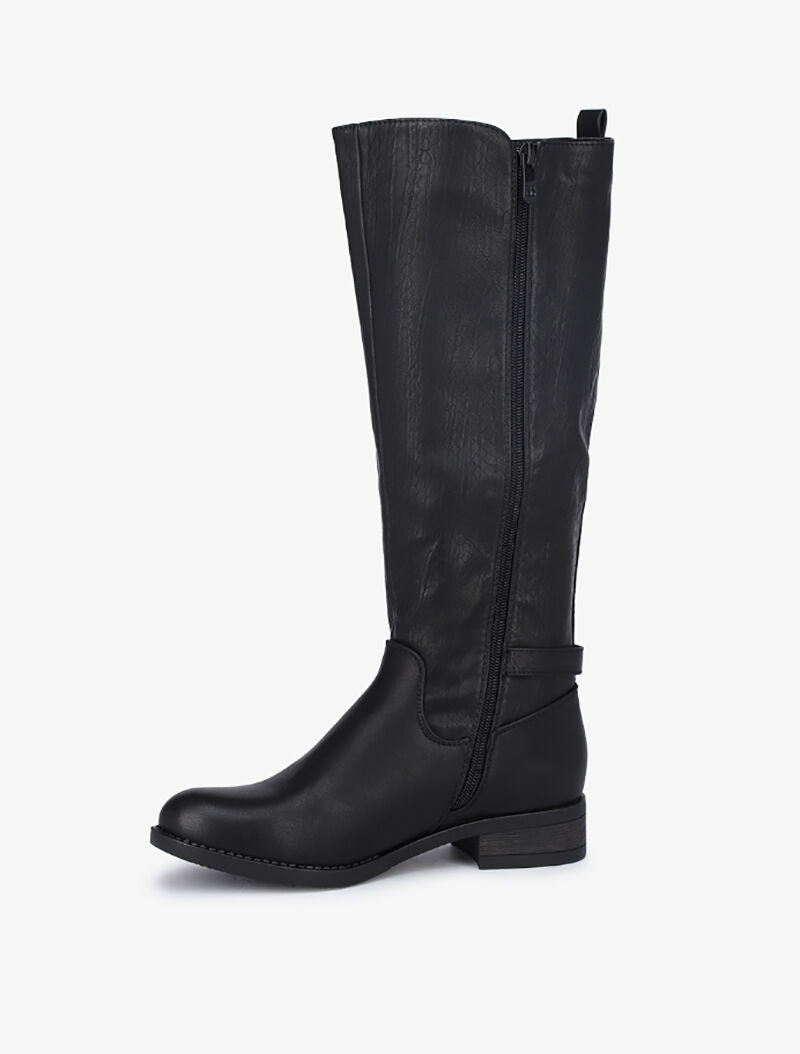 Bottes plates élastiquées à effet python - Noir - 4