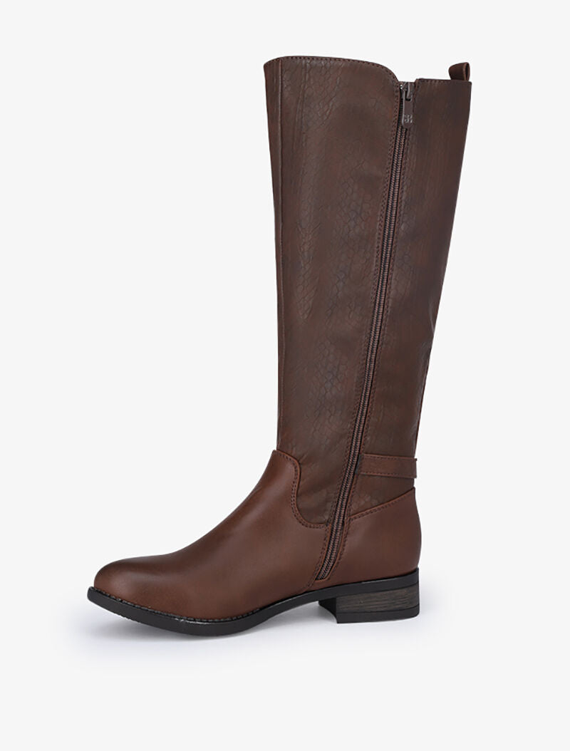 Bottes plates élastiquées à effet python - Marron - 4