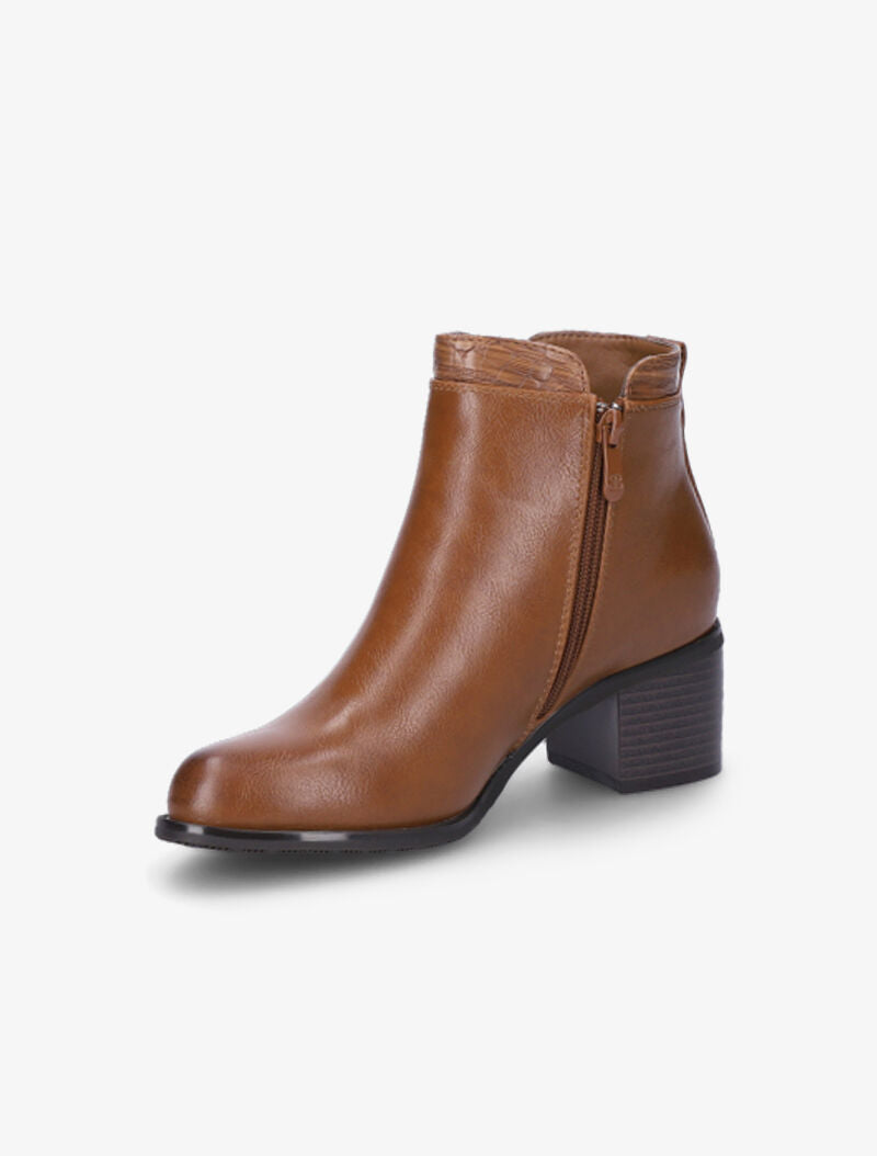 Bottines à cheville effet python - Camel - 3