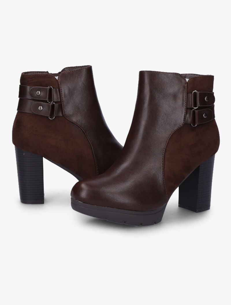 Bottines bi-matière à double sangles - Marron - 5