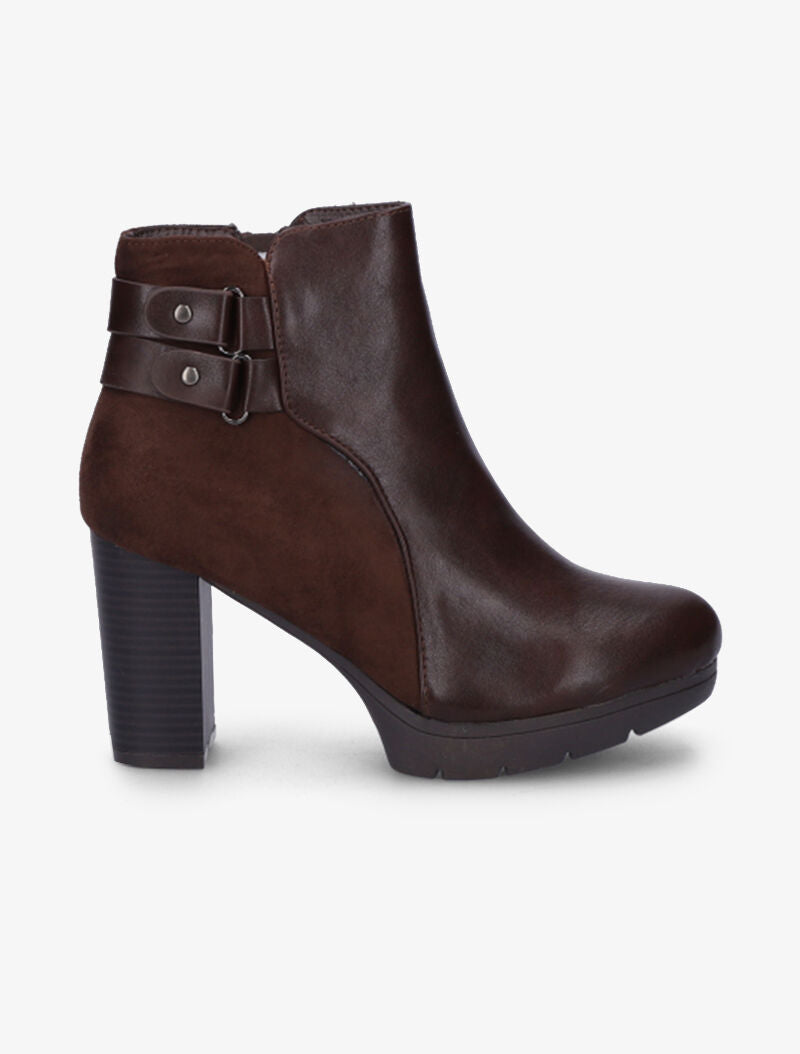 Bottines bi-matière à double sangles - Marron - 2