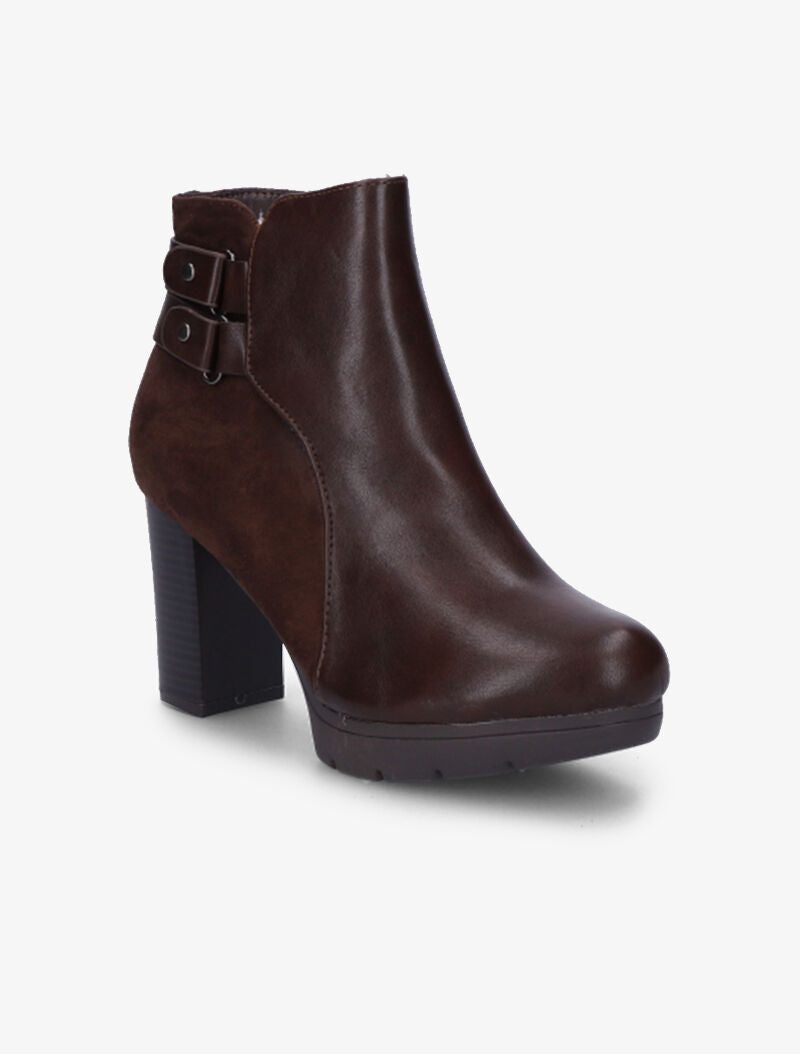 Bottines bi-matière à double sangles - Marron - 3