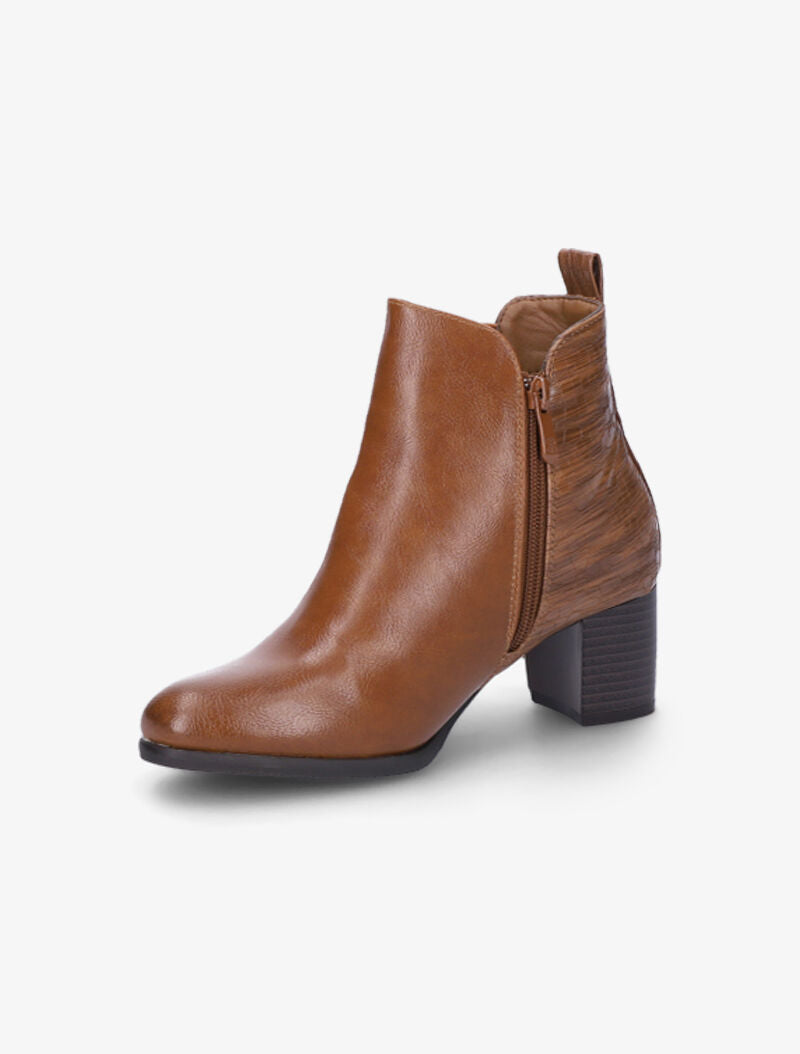 Bottines à contrefort croco et à bouts pointus - Camel - 4
