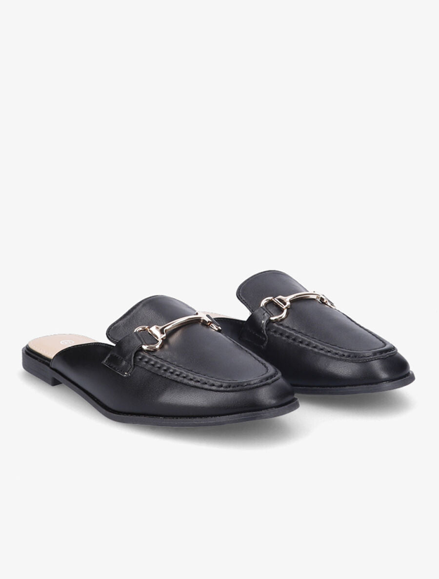 Mules en simili style mocassin - Noir - 4