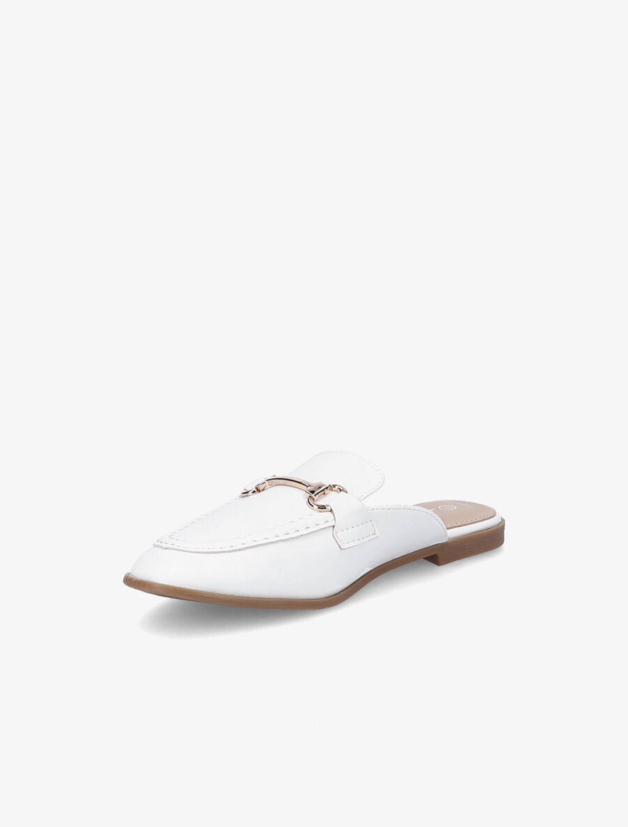 Mules en simili style mocassin - Blanc - 2