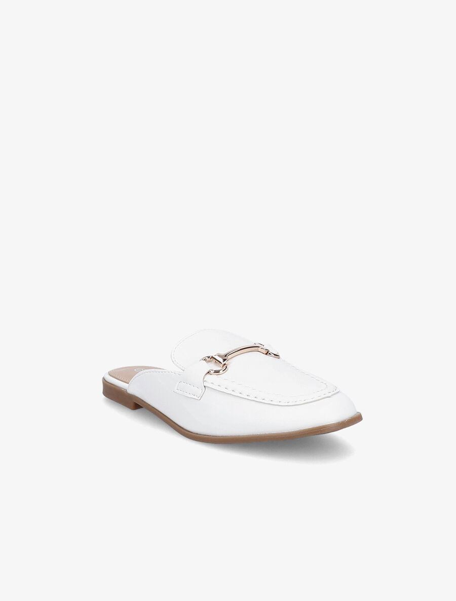 Mules en simili style mocassin - Blanc - 3