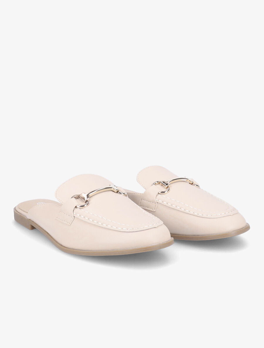 Mules en simili style mocassin - Beige - 4