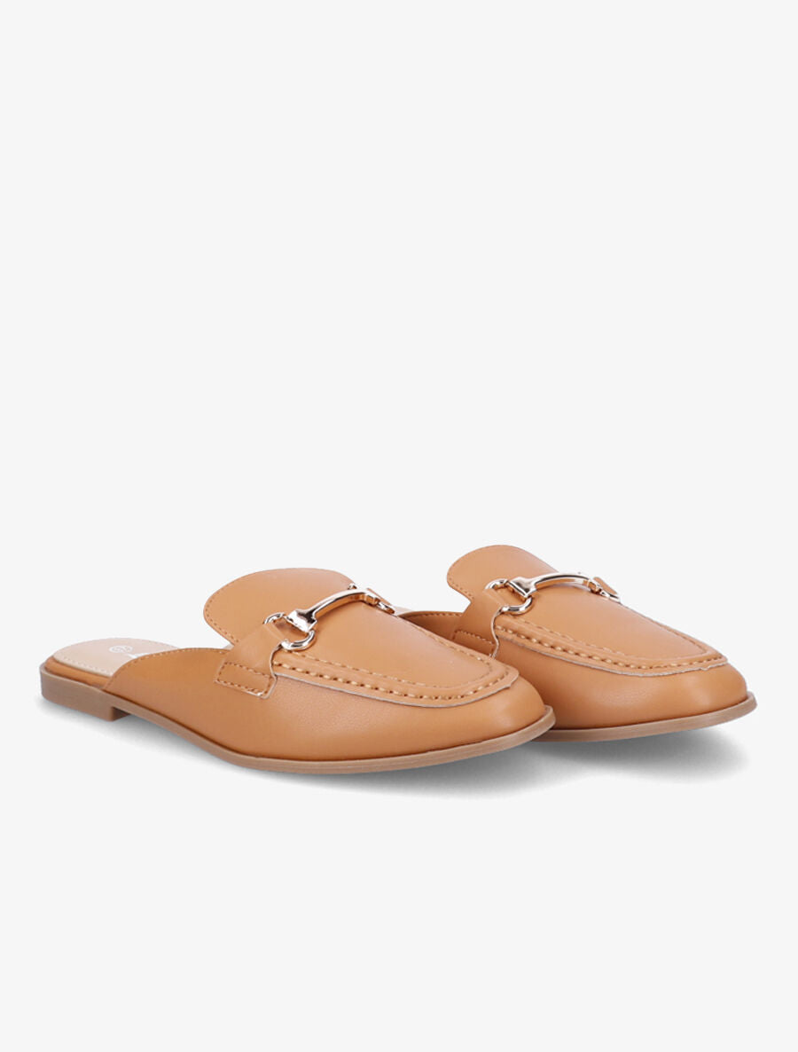 Mules en simili style mocassin - Camel - 4