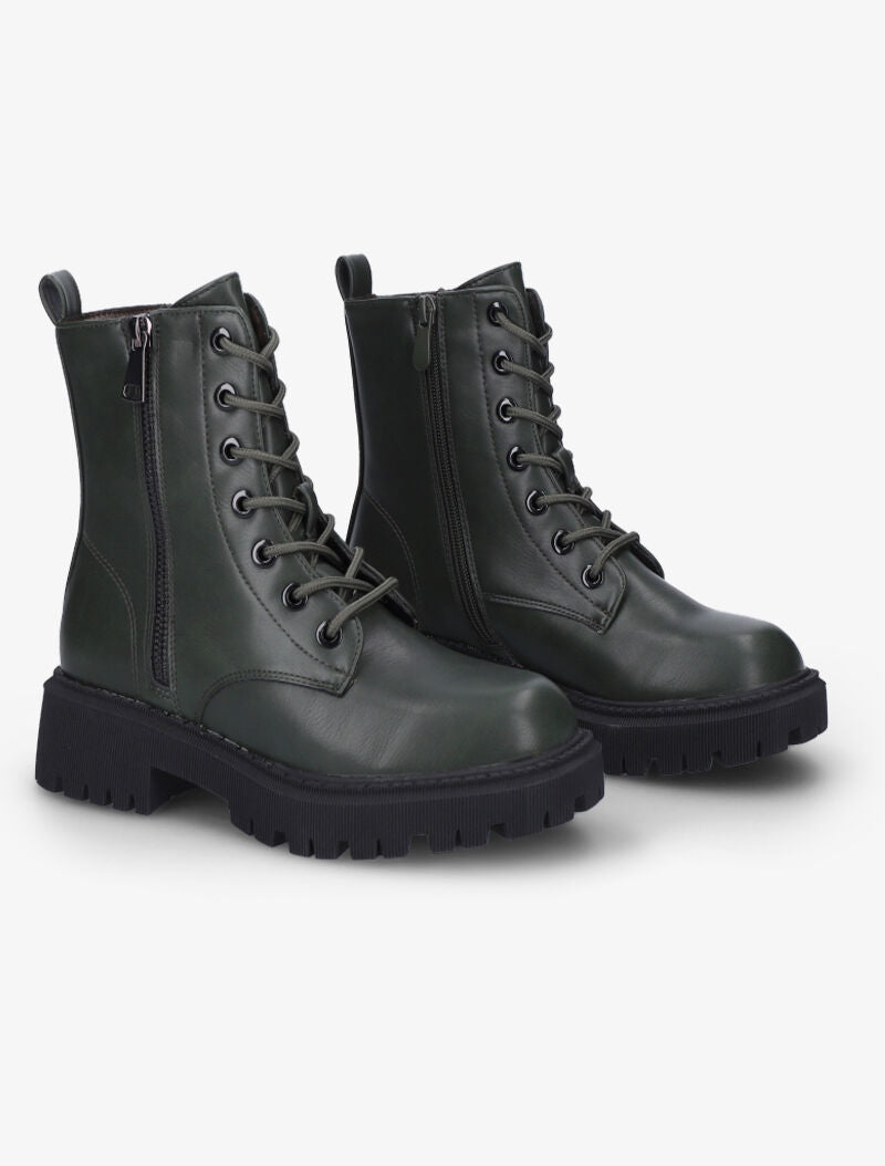 Boots style rock à zip décoratif - Kaki - 1