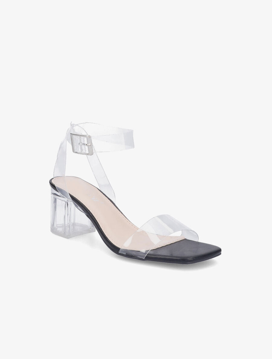 Sandales à brides et ganses transparentes - Noir - 2