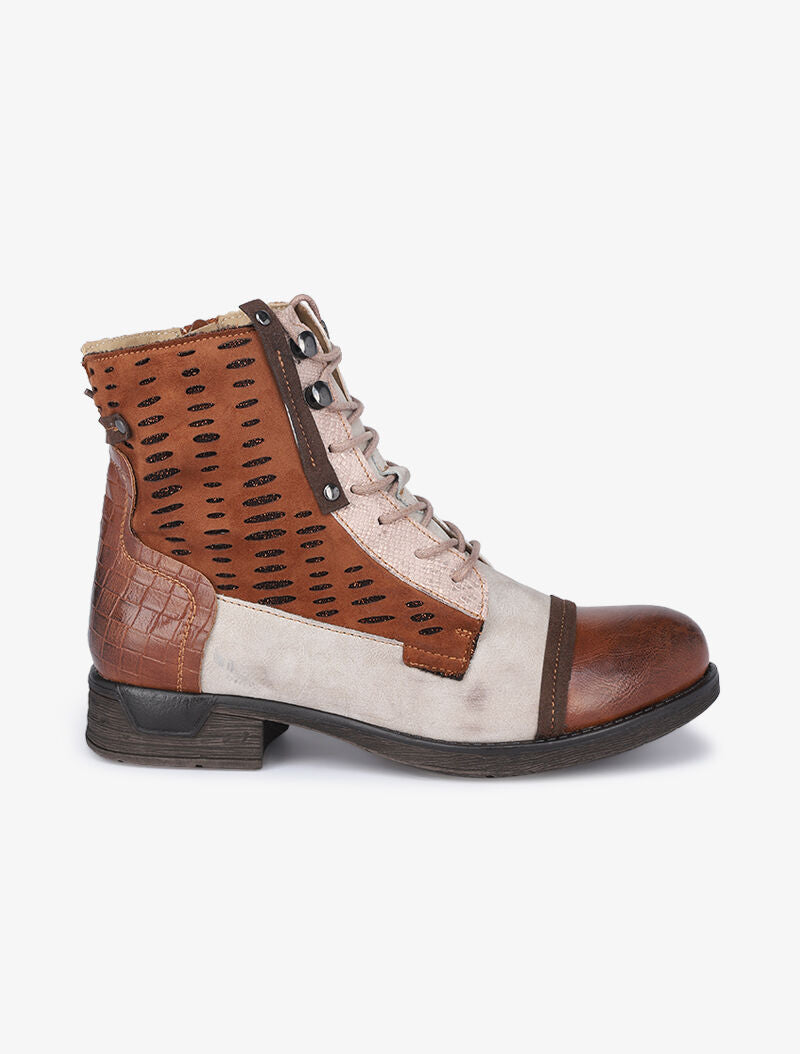 Boots style grunge à détails irisés - Camel - 2