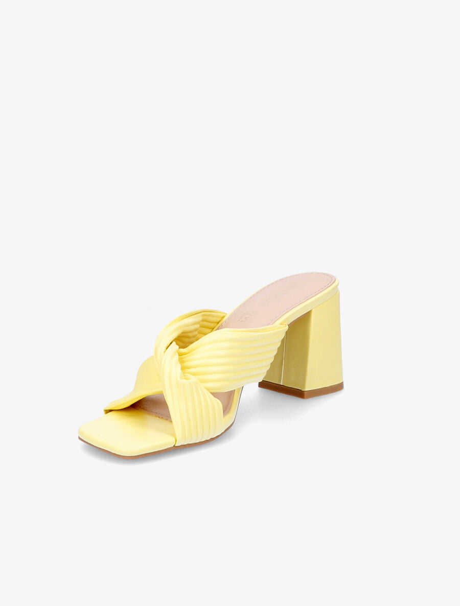Mules à talons et brides croisées - Jaune - 3