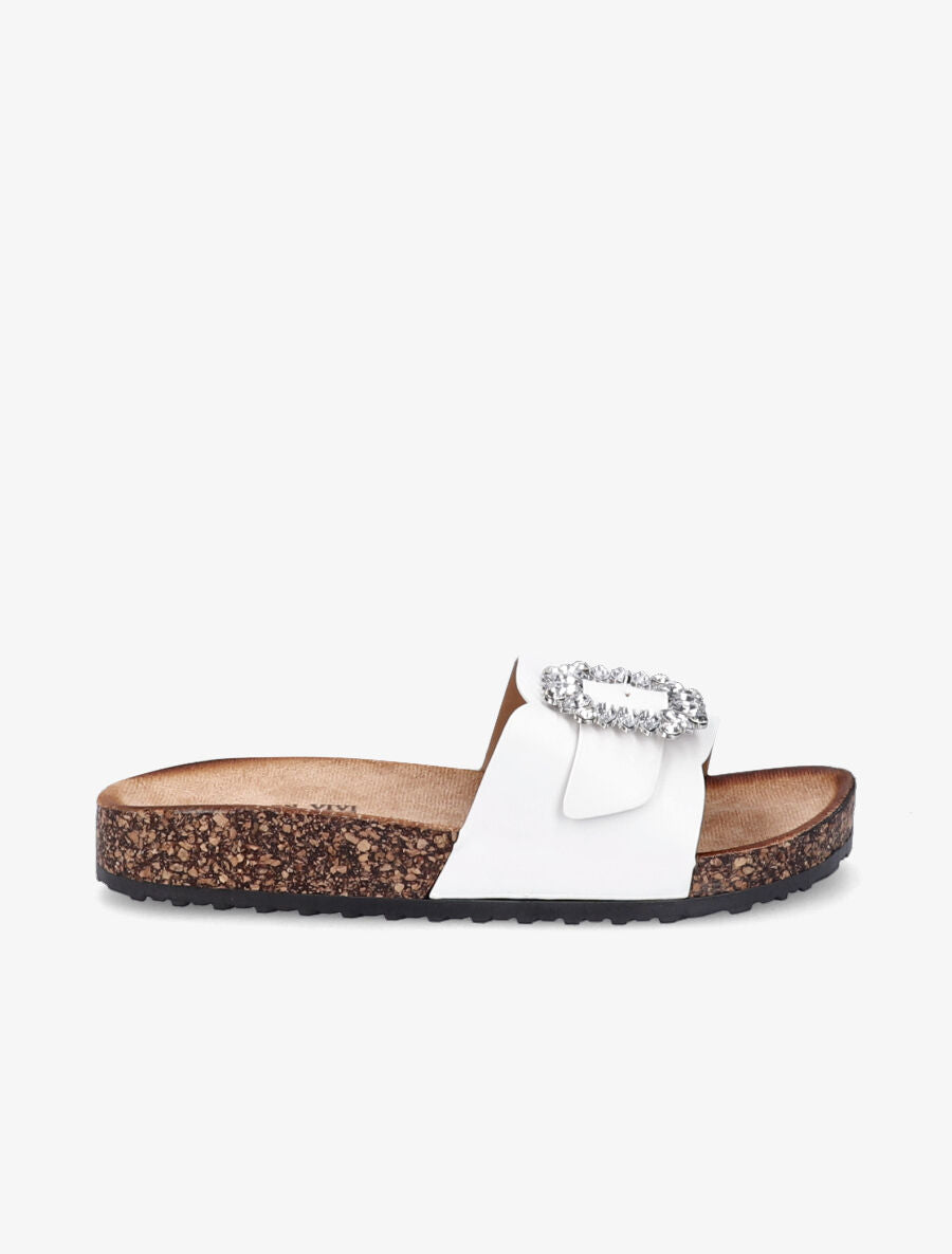 Mules brides à boucle et strass - Blanc - 5