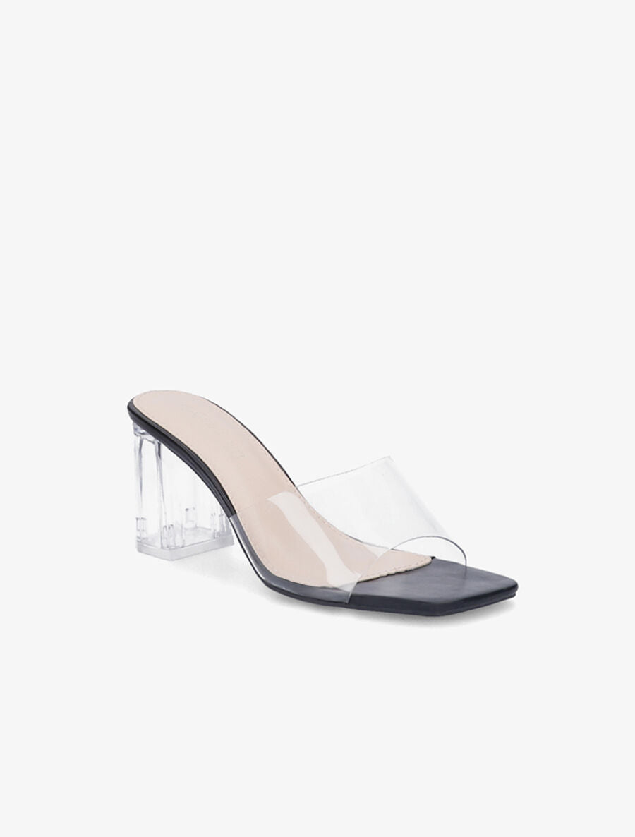 Mules transparentes à talons - Noir - 2