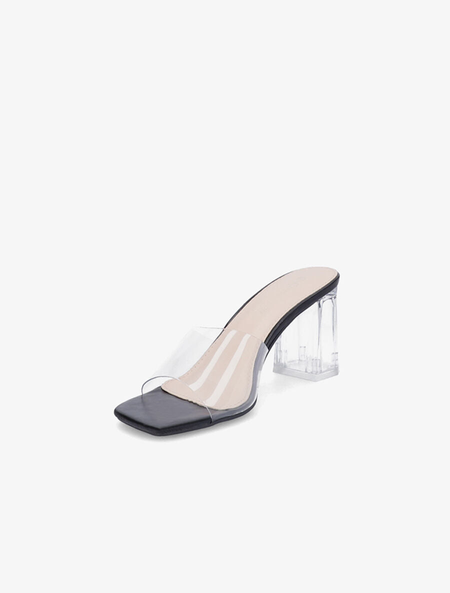 Mules transparentes à talons - Noir - 3