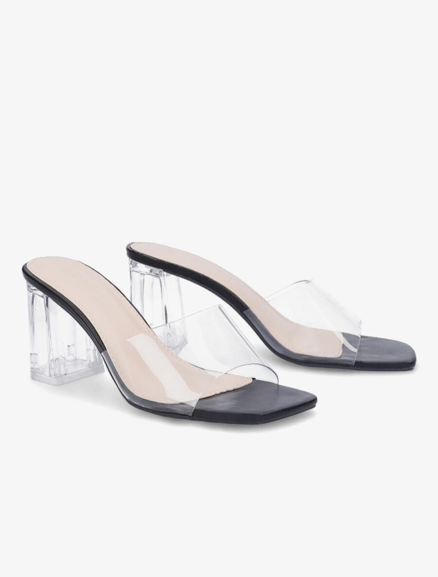 Mules transparentes à talons - Noir - 4