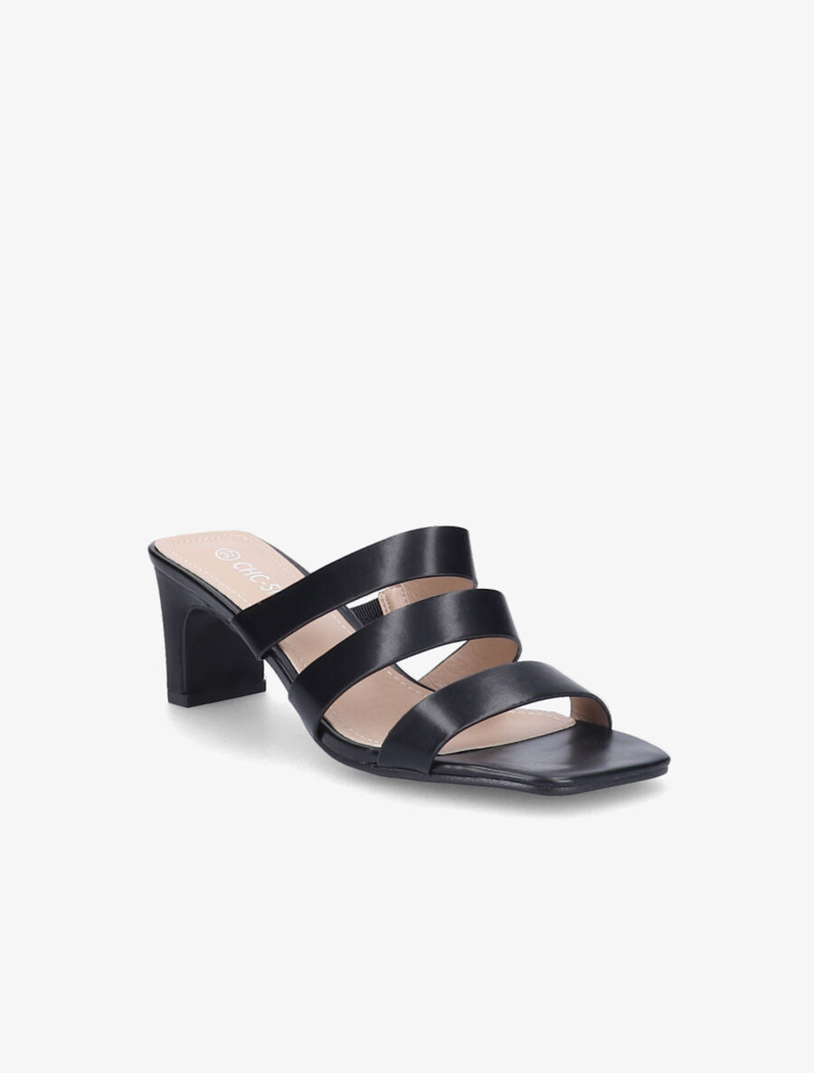 Mules à talons et brides élastiquées - Noir - 2