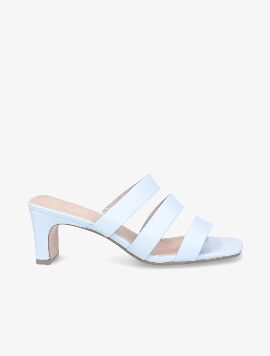 Mules à talons et brides élastiquées - Bleu clair - 1