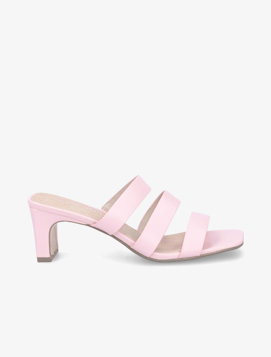 Mules à talons et brides élastiquées - Rose pâle - 5