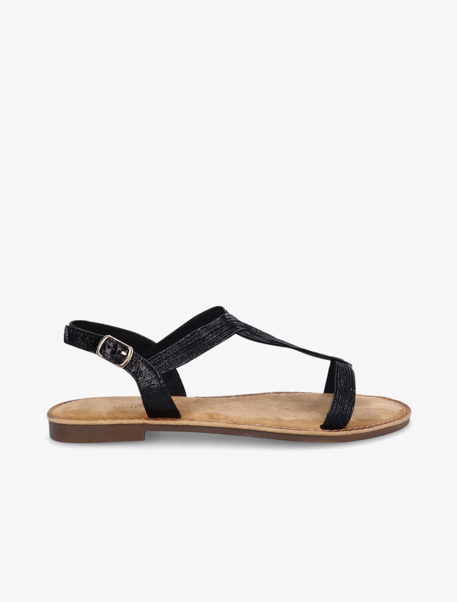 Nu-pieds à ganses torsadées - Noir - 2