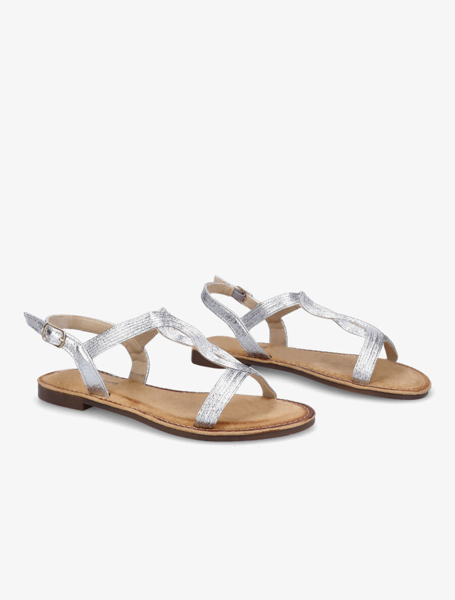 Nu-pieds à ganses torsadées - Argent - 4