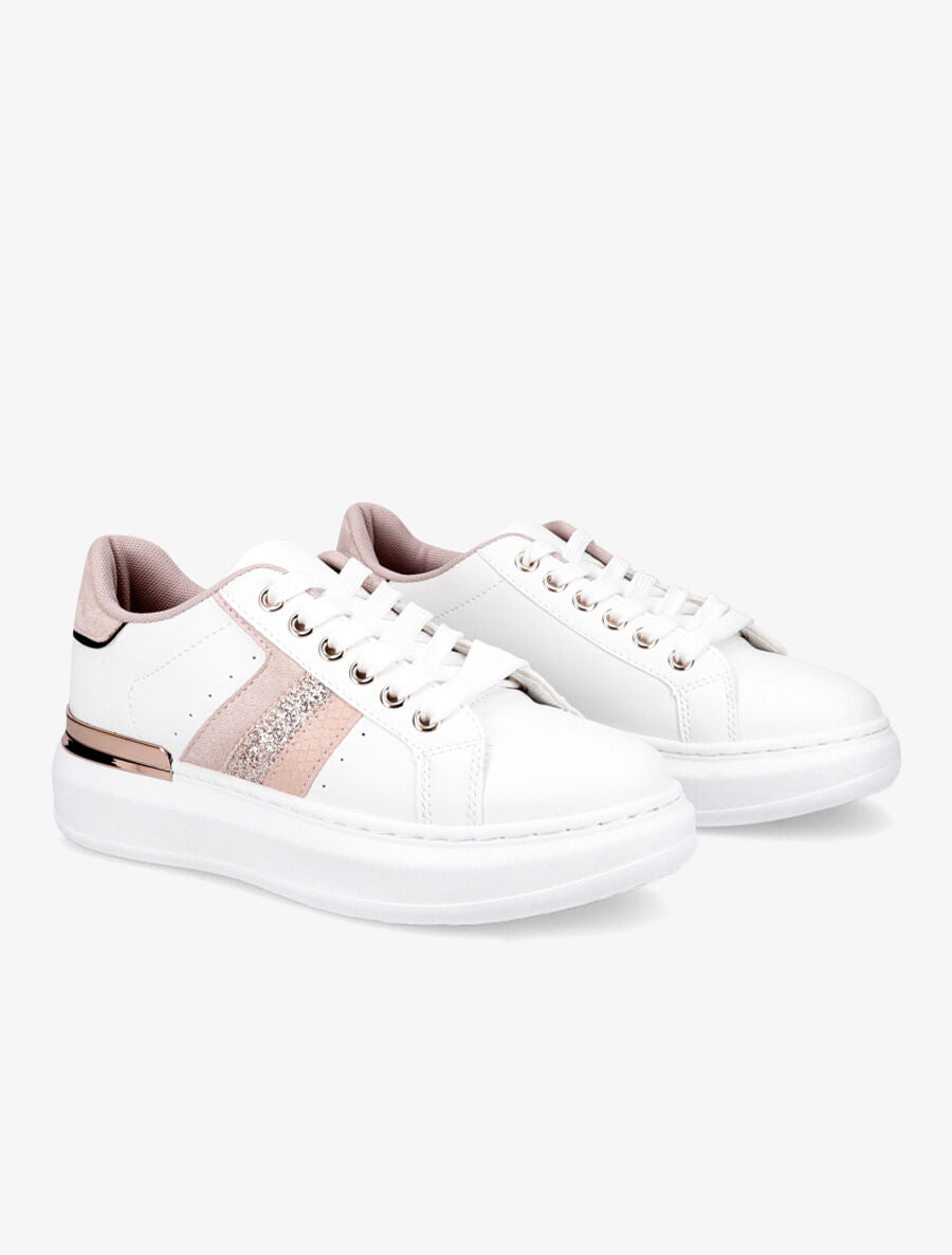 Sneakers à détail métallique - Rose - 4