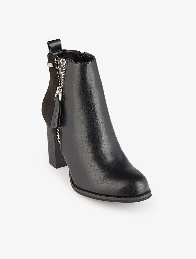 Bottines montantes à détail python - Noir - 4