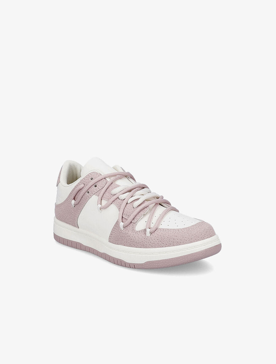 Sneakers bicolore à double lacets - Rose - 2