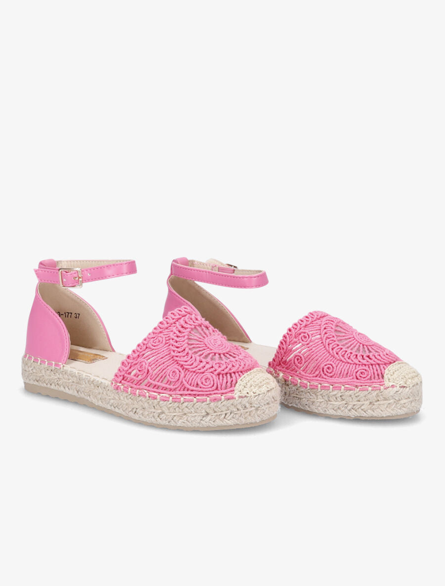 Espadrilles en crochet et simili - Fushia - 4