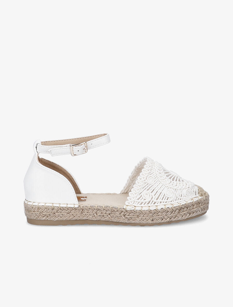 Espadrilles en crochet et simili - Blanc - 1