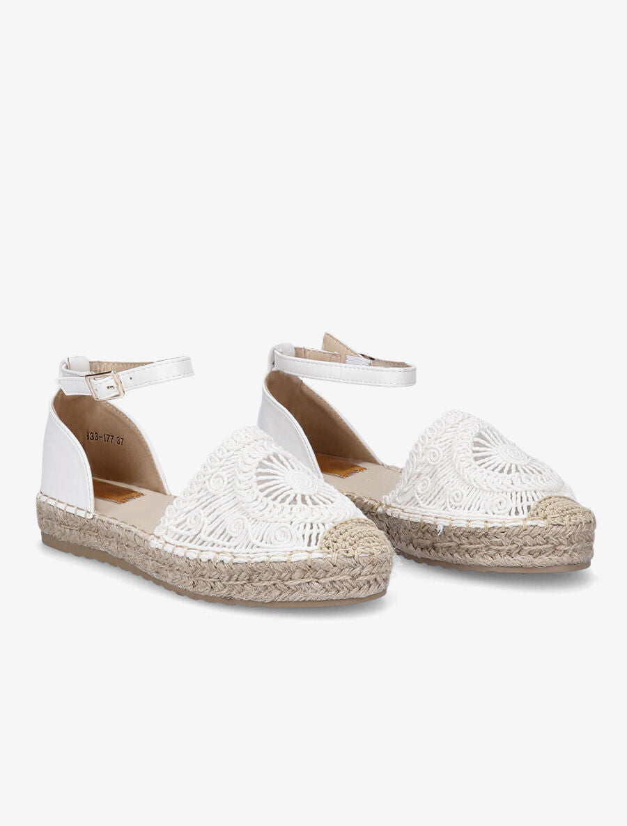 Espadrilles en crochet et simili - Blanc - 4