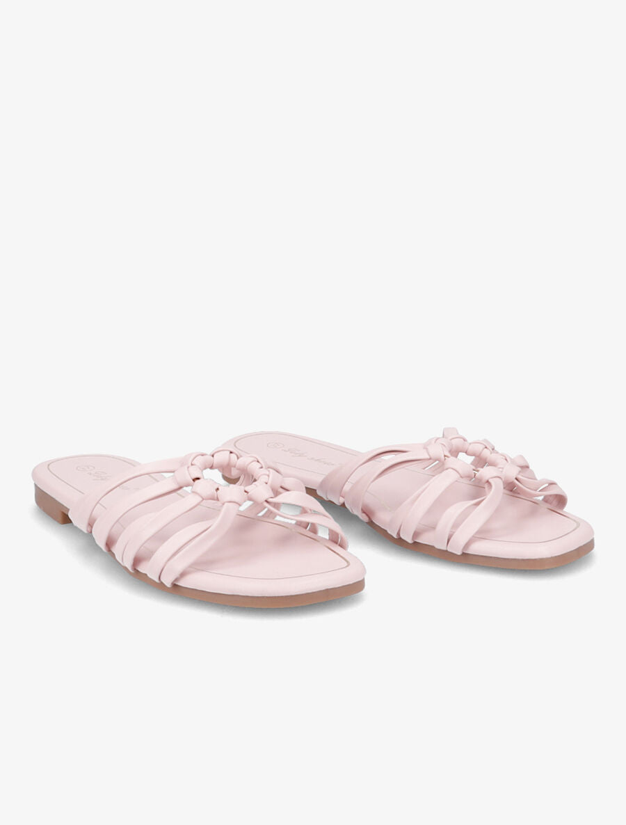 Mules plates à brides et anneaux - Rose - 4